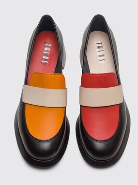Camper Twins Multi-colored full grain leather moccasin US 7.5